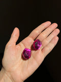 Orecchini clip fuxia trasparenti
