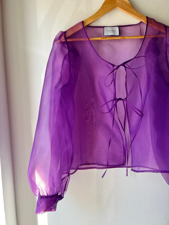 PRE ORDINE • Camicia con laccetti organza viola