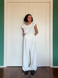 PRE ORDINE • Pantalone sartoriale con le pince bianco