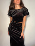 PRE ORDINE • Top velluto nero brillantini rossi