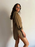 Camicia di lino marrone