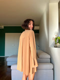 Abito corto con intreccio seta beige