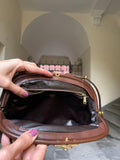 Borsa clip marrone scamosciata