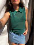 Top in maglia 70s verde