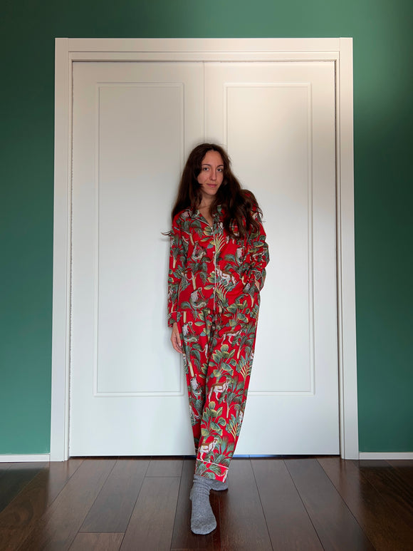 Pigiama rosso leopardi