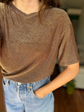T-shirt luccicante marrone