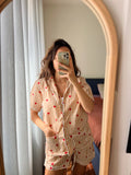 Pigiama corto beige cuori