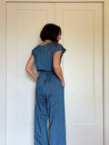 Pantalone sartoriale con le pince lino righe