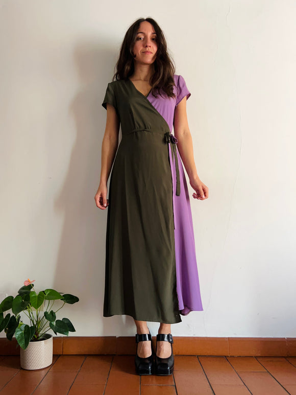 PRE ORDINE • Abito di seta bicolor verde + lilla