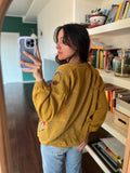 Cardigan senape con fiori