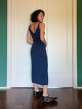 Gonna plissé in maglia di cotone blu