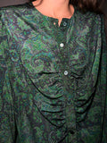 Camicia verde arricciata
