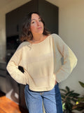 Maglione righe traforate • crema