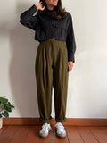 Pantalone tripla pince verde oliva