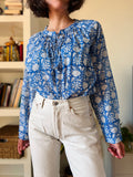 Camicia stampata con laccetto azzurra