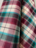 Gonna lunga sartoriale tartan violetto e ottanio