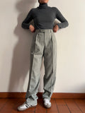 Pantalone di lana puntinato verde acqua
