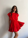 PRE ORDINE • Abito con cintura senza maniche goffrato rosso