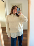 Maglione righe traforate • crema