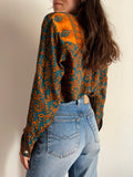 Camicia indiana modello maschile ottanio e arancione