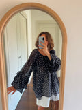 PRE ORDINE • Maxi camicia Formentera nera pois piccoli