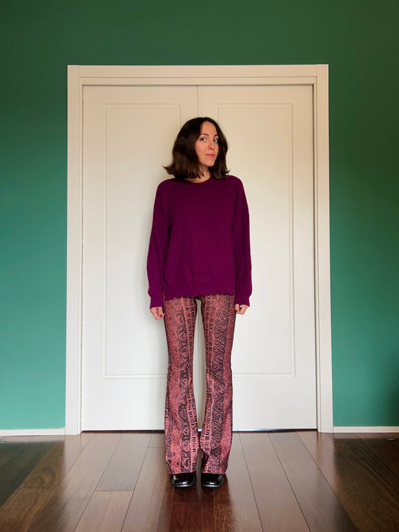 Pantalone a zampa lurex cuori