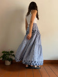 PRE ORDINE • Gonna cotone ricamato righe blu