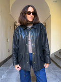 Giacca in pelle nera modello bomber