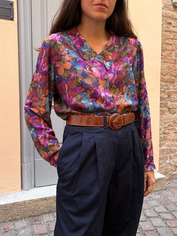 Camicia fiorata colletto lungo