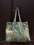 Maxi borsa trapuntata in velluto • verde leopardi
