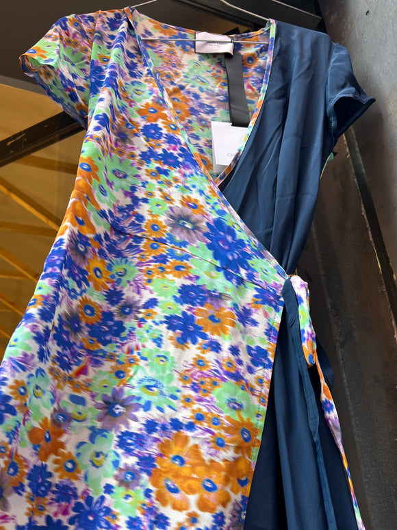 PRE ORDINE • Abito di seta bicolor fiori + blu