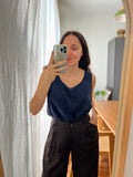 Top di seta blu