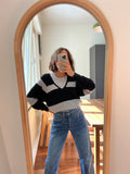 Pullover a righe grigie