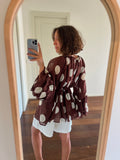 Maxi camicia Formentera marrone pois grandi