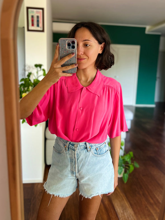 Camicia fuxia di seta