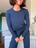 Maglione corto cotone blu