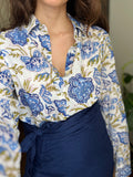 Combo “al contrario”  pareo + camicia • blu