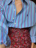 Combo pareo + camicia Ralph Lauren • righe + fiorellini con rosso