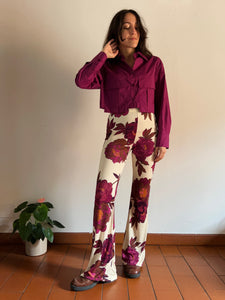 PRE ORDINE • Pantalone a zampa fiori ciclamino