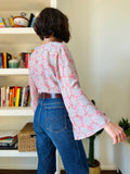 Camicia indiana incrociata rosa e grigia
