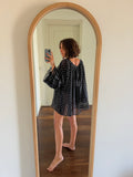 PRE ORDINE • Maxi camicia Formentera nera pois piccoli