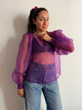 PRE ORDINE • Camicia con laccetti organza viola