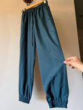 Pantalone sartoriale con elastico sul fondo satin carta da zucchero