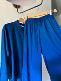 Pantalone sartoriale ampio satin blu