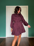 Abito con cintura satin vinaccia chiaro