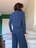 Maglione corto cotone blu
