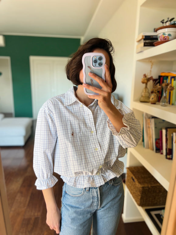 Camicia Gilbi Ralph Lauren bianca quadretti blu