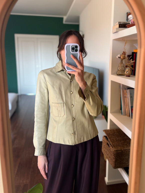 Giacca di pelle beige