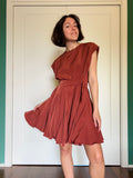 PRE ORDINE • Abito con cintura senza maniche cupro wash terracotta