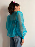 PRE ORDINE • Camicia con laccetti organza turchese